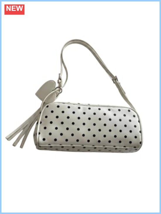 Handbags - MakeMeChic PU Leather Shoulder Bag with Heart Decor & Tassel